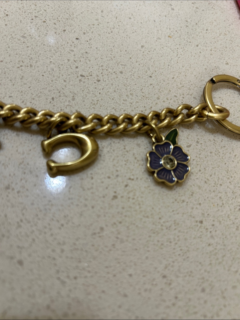 Coach Gold-Tone Charm Bag chain with Red, Green, Purple Enamel Accents - Picture 5 of 10